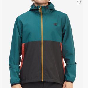 Billabong A/V Div Windbreaker Hood seagreen green Lined Rain Jacket S Small